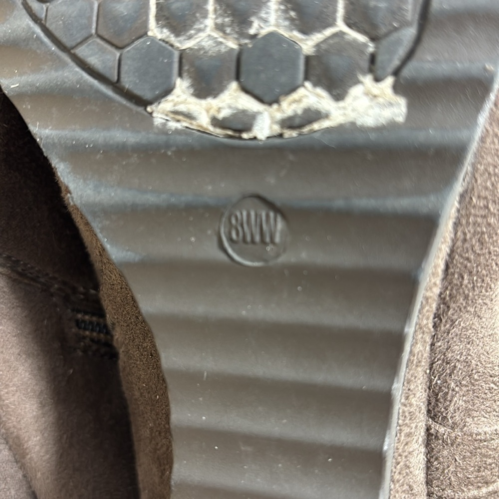 Brown side laced imitation suede low heeled boots​​​​​​ - Picture 6 of 11
